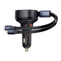 BASEUS ładowarka samochodowa USB A + kabel zwijany 2w1 Typ C / Lightning PD3.0 QC4.0 3A 60W CCTXP-UCL czarna