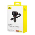 BASEUS ładowarka samochodowa USB A + kabel zwijany 2w1 Typ C / Lightning PD3.0 QC4.0 3A 60W CCTXP-UCL czarna