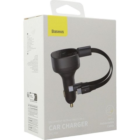 BASEUS ładowarka samochodowa ze zwijanym kablem 2 x Typ C 3A 33W CCTX-CC czarna BASEUS ładowarka samochodowa ze zwijanym kablem 2 x Typ C 3A 33W CCTX-CC czarna