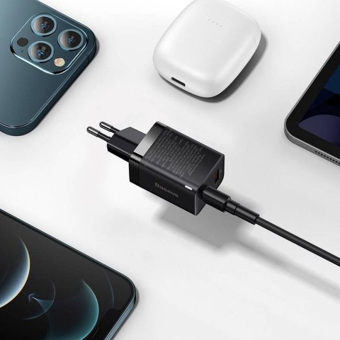 BASEUS ładowarka sieciowa USB A + Typ C PD QC3.0 30W CCSUPP-E01/CCCJG30UE czarna BASEUS ładowarka sieciowa USB A + Typ C PD QC3.0 30W CCSUPP-E01/CCCJG30UE czarna