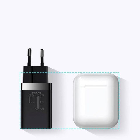 BASEUS ładowarka sieciowa USB A + Typ C PD QC3.0 30W CCSUPP-E01/CCCJG30UE czarna BASEUS ładowarka sieciowa USB A + Typ C PD QC3.0 30W CCSUPP-E01/CCCJG30UE czarna