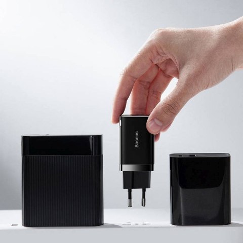 BASEUS ładowarka sieciowa USB A + Typ C PD QC3.0 30W CCSUPP-E01/CCCJG30UE czarna BASEUS ładowarka sieciowa USB A + Typ C PD QC3.0 30W CCSUPP-E01/CCCJG30UE czarna