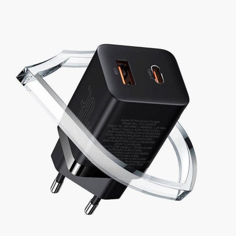 BASEUS ładowarka sieciowa USB A + Typ C PD QC3.0 30W CCSUPP-E01/CCCJG30UE czarna BASEUS ładowarka sieciowa USB A + Typ C PD QC3.0 30W CCSUPP-E01/CCCJG30UE czarna