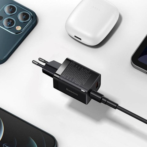 BASEUS ładowarka sieciowa USB A + Typ C PD QC3.0 30W CCSUPP-E01/CCCJG30UE czarna BASEUS ładowarka sieciowa USB A + Typ C PD QC3.0 30W CCSUPP-E01/CCCJG30UE czarna