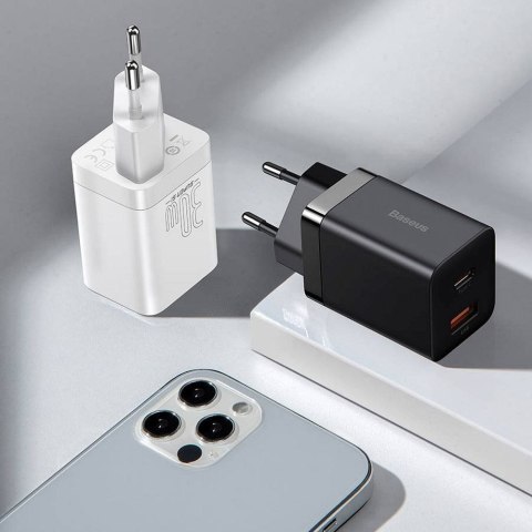 BASEUS ładowarka sieciowa USB A + Typ C PD QC3.0 30W CCSUPP-E01/CCCJG30UE czarna BASEUS ładowarka sieciowa USB A + Typ C PD QC3.0 30W CCSUPP-E01/CCCJG30UE czarna