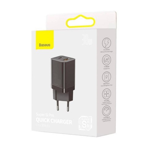 BASEUS ładowarka sieciowa USB A + Typ C PD QC3.0 30W CCSUPP-E01/CCCJG30UE czarna BASEUS ładowarka sieciowa USB A + Typ C PD QC3.0 30W CCSUPP-E01/CCCJG30UE czarna