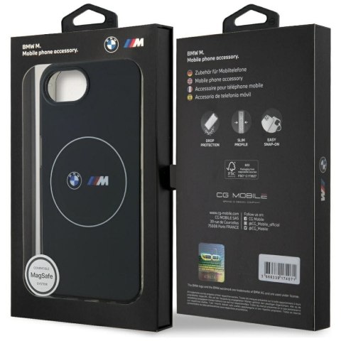 BMW futerał do IPHONE 16e (SE 4 2025) kompatybilny z MagSafe BMHMPSE424HBMKH (IML Metal White Circle) black