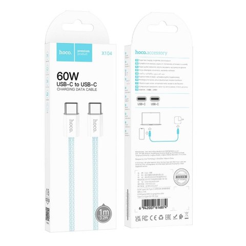 EOL HOCO kabel Typ C do Typ C PD QC3.0 3A 60W X104 1 m zielony EOL HOCO kabel Typ C do Typ C PD QC3.0 3A 60W X104 1 m zielony