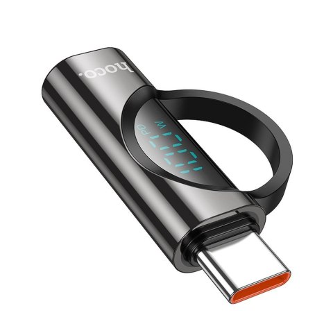 HOCO adapter Typ C (męski) do Typ C (żeński) z wyświetlaczem 5A 100W UA32 czarny HOCO adapter Typ C (męski) do Typ C (żeński) z wyświetlaczem 5A 100W UA32 czarny