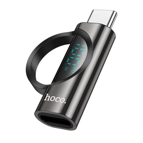 HOCO adapter Typ C (męski) do Typ C (żeński) z wyświetlaczem 5A 100W UA32 czarny HOCO adapter Typ C (męski) do Typ C (żeński) z wyświetlaczem 5A 100W UA32 czarny