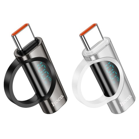 HOCO adapter Typ C (męski) do Typ C (żeński) z wyświetlaczem 5A 100W UA32 czarny HOCO adapter Typ C (męski) do Typ C (żeński) z wyświetlaczem 5A 100W UA32 czarny