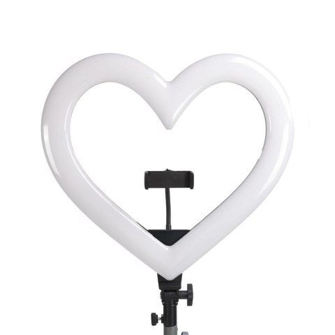 Lampa LED Ring Stream RGB pierścieniowa 10" FULL COLOR z uchwytem na telefon HEART + statyw JM26-10 czarna