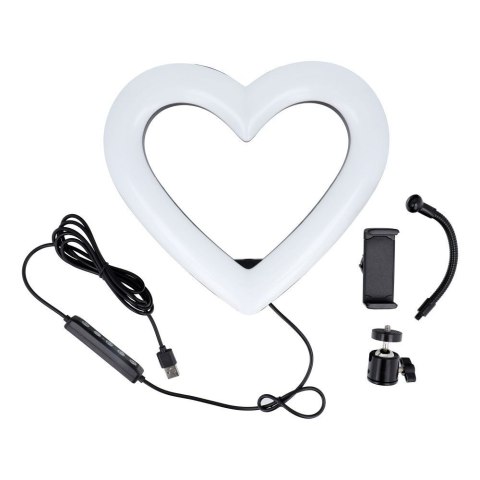 Lampa LED Ring Stream RGB pierścieniowa 10" FULL COLOR z uchwytem na telefon HEART + statyw JM26-10 czarna