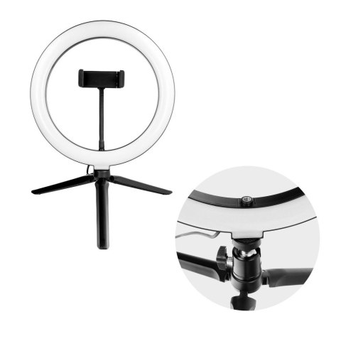 Lampa LED Ring Stream RGB pierścieniowa 10" z uchwytem na telefon + statyw czarna Lampa LED Ring Stream RGB pierścieniowa 10" z uchwytem na telefon + statyw czarna