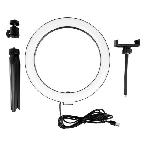 Lampa LED Ring Stream RGB pierścieniowa 10" z uchwytem na telefon + statyw czarna Lampa LED Ring Stream RGB pierścieniowa 10" z uchwytem na telefon + statyw czarna
