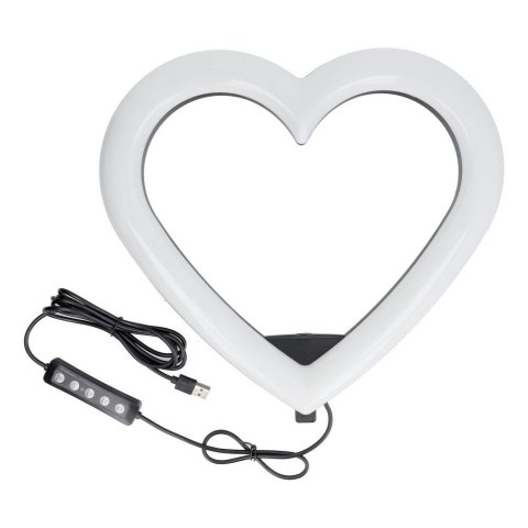 Lampa LED Ring Stream RGB pierścieniowa 12" FULL COLOR z uchwytem na telefon HEART + statyw JM33-13 czarna