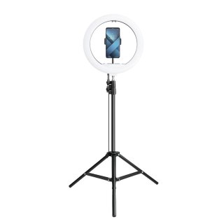 Lampa LED Ring Stream RGB pierścieniowa 13" z uchwytem na telefon + statyw czarna