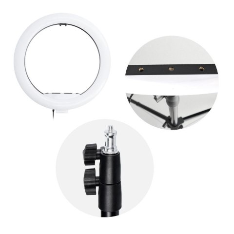 Lampa LED Ring Stream RGB pierścieniowa 13" z uchwytem na telefon + statyw czarna