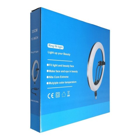 Lampa LED Ring Stream RGB pierścieniowa 13" z uchwytem na telefon + statyw czarna
