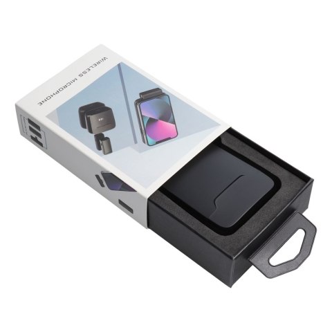 Mikrofon krawatowy bezprzewodowy Lightning z etui ładującym S11 czarny Mikrofon krawatowy bezprzewodowy Lightning z etui ładującym S11 czarny