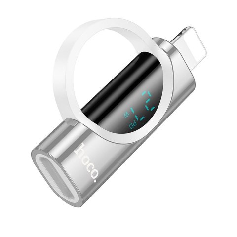 HOCO adapter Lightning (męski) do Typ C (żeński) z wyświetlaczem 2,4A 27W UA32B srebrny HOCO adapter Lightning (męski) do Typ C (żeński) z wyświetlaczem 2,4A 27W UA32B srebrny
