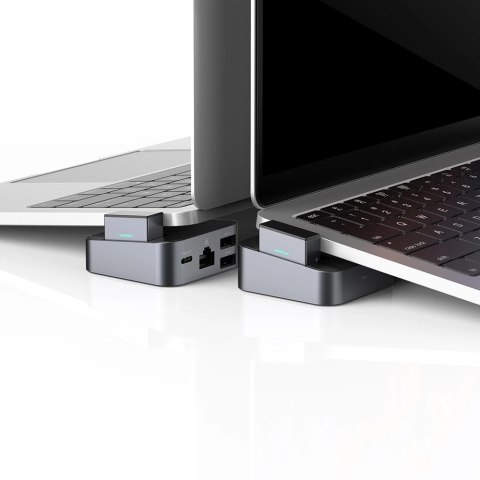 Hub Joyroom S-H121 podstawka USB-C - USB-A 3.0 / RJ45 / HDMI / USB-C / Thunderbolt do MacBook Pro - szary Hub Joyroom S-H121 podstawka USB-C - USB-A 3.0 / RJ45 / HDMI / USB-C / Thunderbolt do MacBook Pro - szary