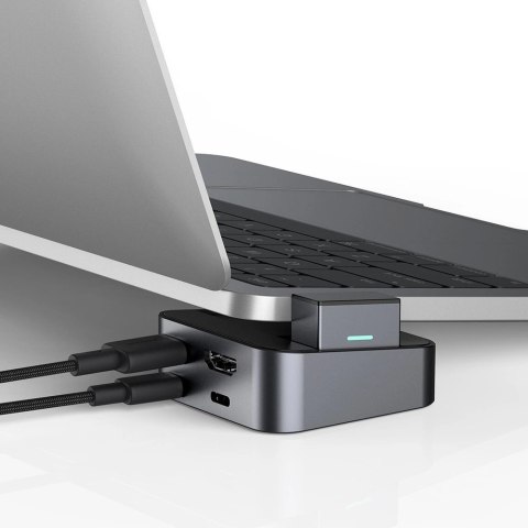 Hub Joyroom S-H121 podstawka USB-C - USB-A 3.0 / RJ45 / HDMI / USB-C / Thunderbolt do MacBook Pro - szary Hub Joyroom S-H121 podstawka USB-C - USB-A 3.0 / RJ45 / HDMI / USB-C / Thunderbolt do MacBook Pro - szary
