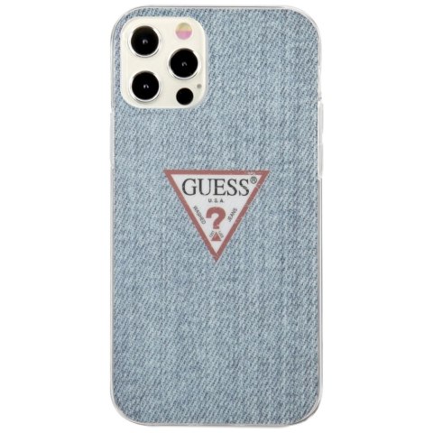 Etui Guess Jeans Collection na iPhone 12 Pro Max - niebieskie