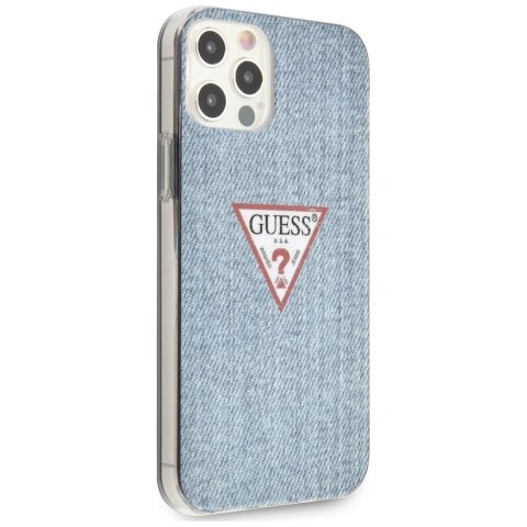 Etui Guess Jeans Collection na iPhone 12 Pro Max - niebieskie