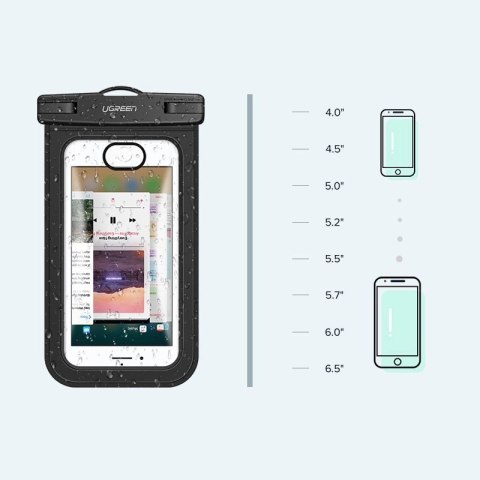 Etui Ugreen LP186 60959 wodoodporne IPX8 na smartfon 4-6.5" - czarno-przezroczyste Etui Ugreen LP186 60959 wodoodporne IPX8 na smartfon 4-6.5" - czarno-przezroczyste