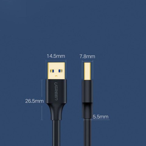 Kabel Ugreen US128 10371 USB-A 3.0 / USB-A 3.0 5Gb/s 2m - czarny Kabel Ugreen US128 10371 USB-A 3.0 / USB-A 3.0 5Gb/s 2m - czarny
