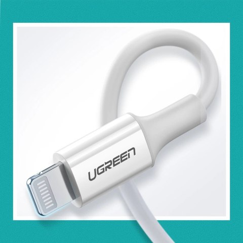 Kabel Ugreen US171 Lightning - USB-C MFi PD 20W 480Mb/s 1m - biały Kabel Ugreen US171 Lightning - USB-C MFi PD 20W 480Mb/s 1m - biały
