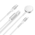 HOCO ładowarka indukcyjna 2w1 Typ C do Apple Watch + kabel ładowania Lightning PD QC 3A CW54 1,2 m biała