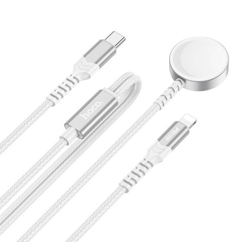 HOCO ładowarka indukcyjna 2w1 Typ C do Apple Watch + kabel ładowania Lightning PD QC 3A CW54 1,2 m biała
