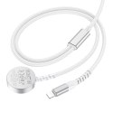 HOCO ładowarka indukcyjna 2w1 Typ C do Apple Watch + kabel ładowania Lightning PD QC 3A CW54 1,2 m biała