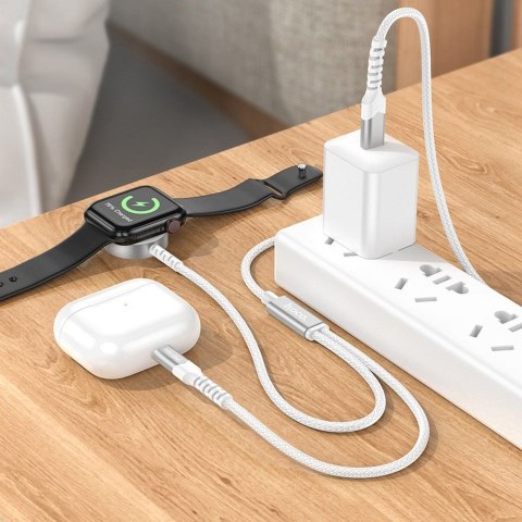 HOCO ładowarka indukcyjna 2w1 Typ C do Apple Watch + kabel ładowania Lightning PD QC 3A CW54 1,2 m biała HOCO ładowarka indukcyjna 2w1 Typ C do Apple Watch + kabel ładowania Lightning PD QC 3A CW54 1,2 m biała