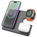 HOCO ładowarka indukcyjna 3w1 kompatybilna z Apple Watch 15W CQ1 czarna