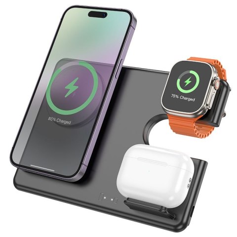 HOCO ładowarka indukcyjna 3w1 kompatybilna z Apple Watch 15W CQ1 czarna HOCO ładowarka indukcyjna 3w1 kompatybilna z Apple Watch 15W CQ1 czarna