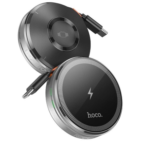 HOCO ładowarka indukcyjna z chowanym kablem Typ C kompatybilna z MagSafe i APPLE Watch 15W CQ18 srebrna HOCO ładowarka indukcyjna z chowanym kablem Typ C kompatybilna z MagSafe i APPLE Watch 15W CQ18 srebrna