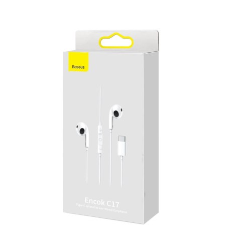 Baseus Encok C17 douszne słuchawki na kablu z mikrofonem USB-C - białe Baseus Encok C17 douszne słuchawki na kablu z mikrofonem USB-C - białe