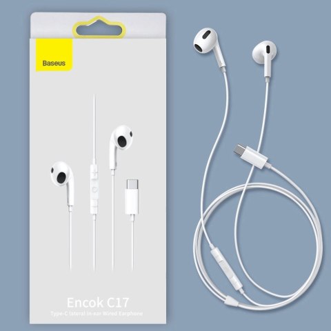 Baseus Encok C17 douszne słuchawki na kablu z mikrofonem USB-C - białe Baseus Encok C17 douszne słuchawki na kablu z mikrofonem USB-C - białe