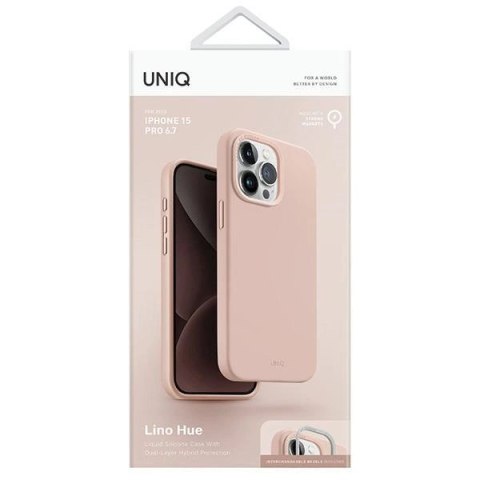 Etui UNIQ Lino Hue Magclick Charging do iPhone 15 Pro Max - różowe Etui UNIQ Lino Hue Magclick Charging do iPhone 15 Pro Max - różowe