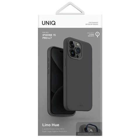 Etui UNIQ Lino Hue Magclick Charging do iPhone 15 Pro Max - szare Etui UNIQ Lino Hue Magclick Charging do iPhone 15 Pro Max - szare