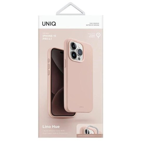 Etui UNIQ Lino Hue Magclick Charging do iPhone 15 Pro - różowe Etui UNIQ Lino Hue Magclick Charging do iPhone 15 Pro - różowe