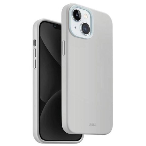 Etui UNIQ Lino Hue Magclick Charging do iPhone 15 - jasnoszare Etui UNIQ Lino Hue Magclick Charging do iPhone 15 - jasnoszare