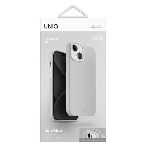 Etui UNIQ Lino Hue Magclick Charging do iPhone 15 - jasnoszare Etui UNIQ Lino Hue Magclick Charging do iPhone 15 - jasnoszare