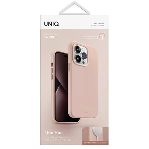 Etui UNIQ Lino Hue Magclick Charging na iPhone 14 Pro - różowe Etui UNIQ Lino Hue Magclick Charging na iPhone 14 Pro - różowe