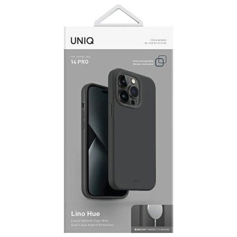Etui UNIQ Lino Hue Magclick Charging na iPhone 14 Pro - szare Etui UNIQ Lino Hue Magclick Charging na iPhone 14 Pro - szare