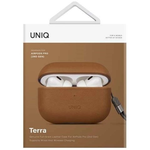 Etui UNIQ Terra Genuine Leather na AirPods Pro 2 - brązowe Etui UNIQ Terra Genuine Leather na AirPods Pro 2 - brązowe