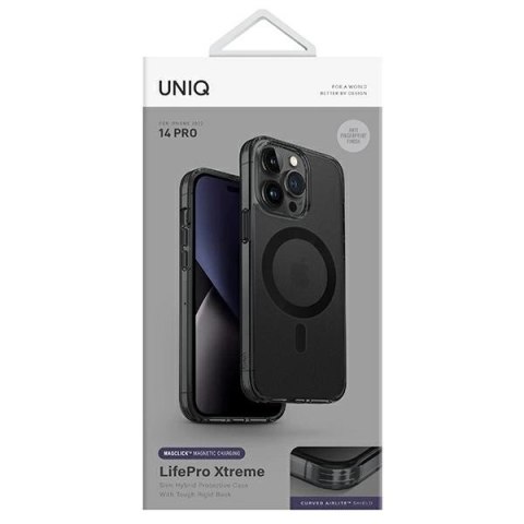 Etui Uniq LifePro Xtreme Magclick Charging na iPhone 14 Pro - szaro-czarne